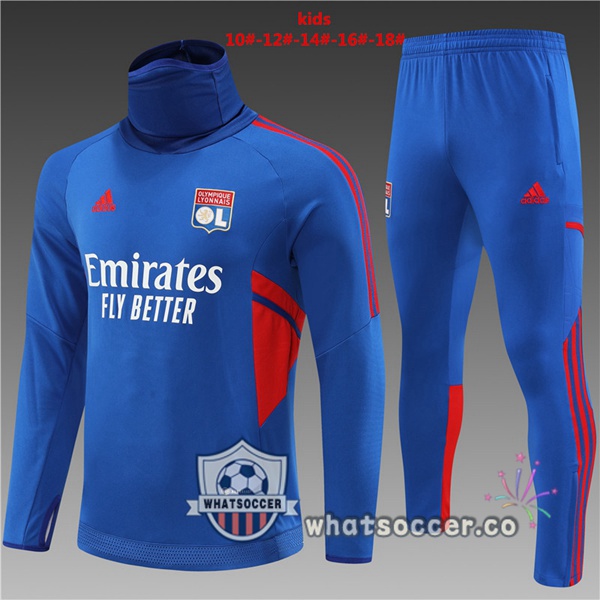 Olympique Lyonnais High Collar Kids Blue Tracksuit 2022-2023