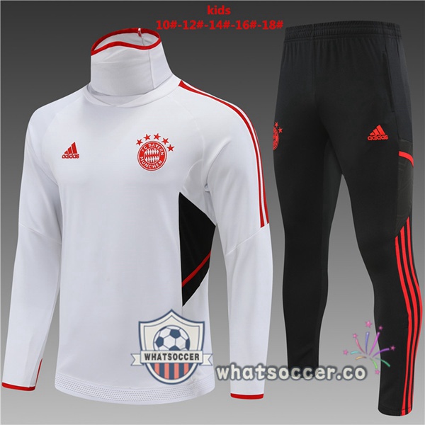 Bayern Munich High Collar Kids White Tracksuit 2022-2023