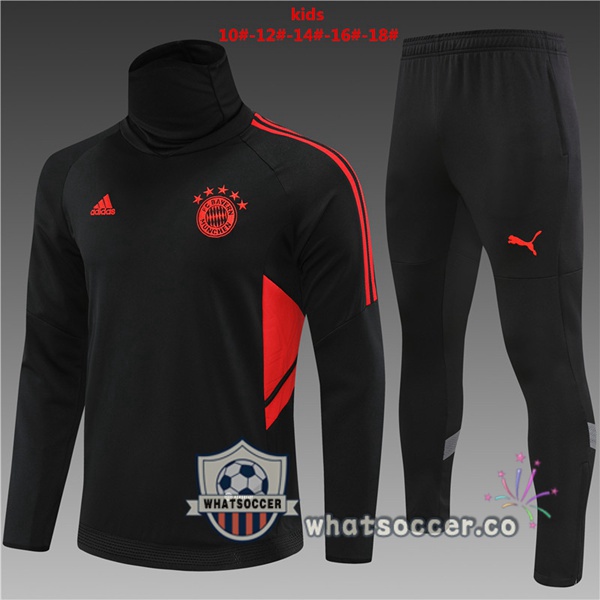 Bayern Munich High Collar Kids Black Tracksuit 2022-2023