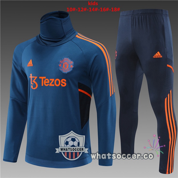 Manchester United High Collar Kids Blue Tracksuit 2022-2023
