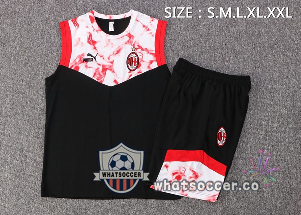 AC Milan + Shorts Black White Soccer Vest 2022-2023
