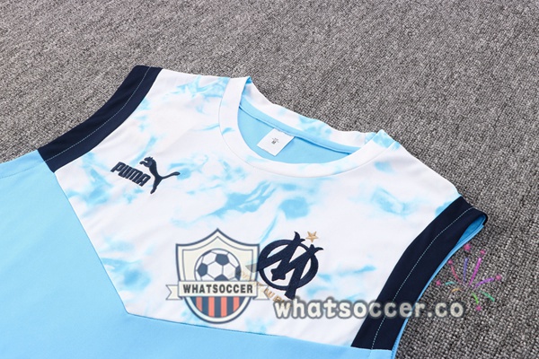 Olympique de Marseille + Shorts Blue White Soccer Vest 2022-2023