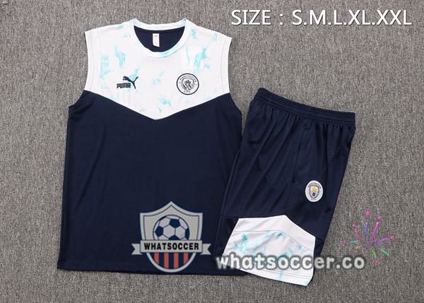 Manchester City + Shorts Blue White Soccer Vest 2022-2023