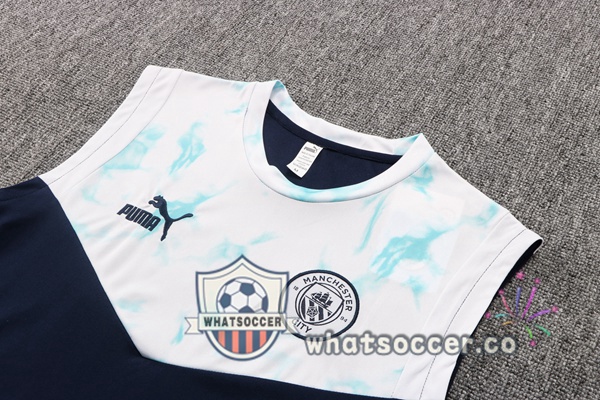 Manchester City + Shorts Blue White Soccer Vest 2022-2023