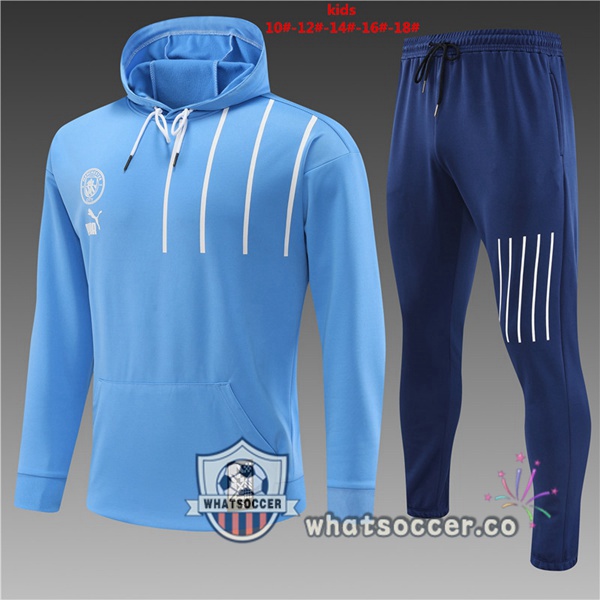 Manchester City Kids Blue Hooded Jacket 2022-2023