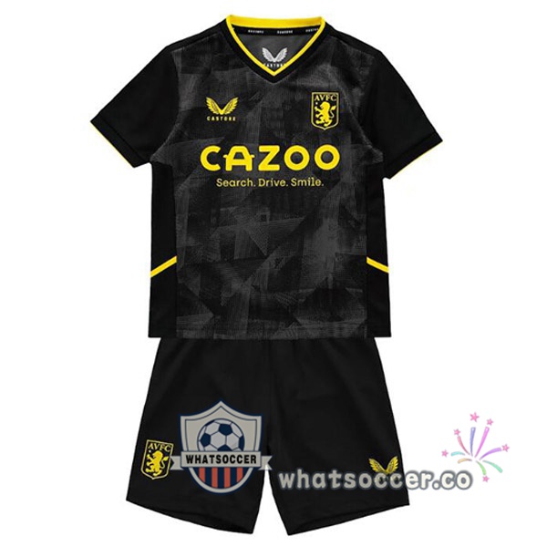 Aston Villa Kids Third Soccer Jerseys Black 2022-2023