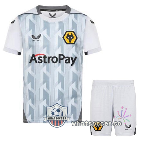 Wolves Kids Third Soccer Jerseys White Gray 2022-2023