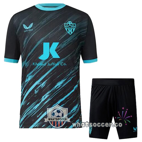 UD Almeria Kids Away Soccer Jerseys Black Blue 2022-2023