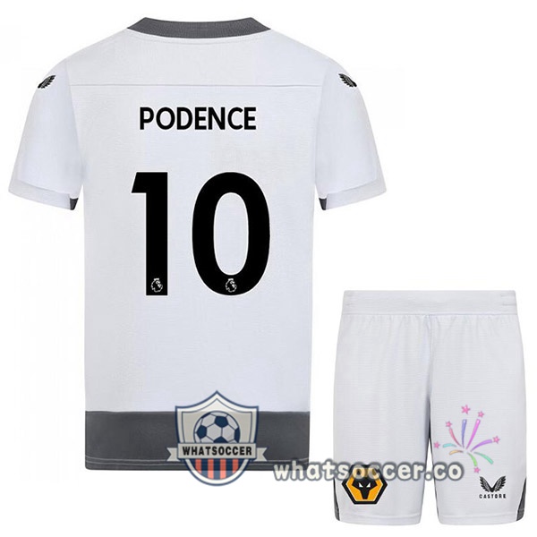 Wolves (PODENCE 10) Kids Third Soccer Jerseys White Gray 2022-2023