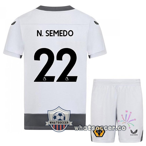 Wolves (N. SEMEDO 22) Kids Third Soccer Jerseys White Gray 2022-2023