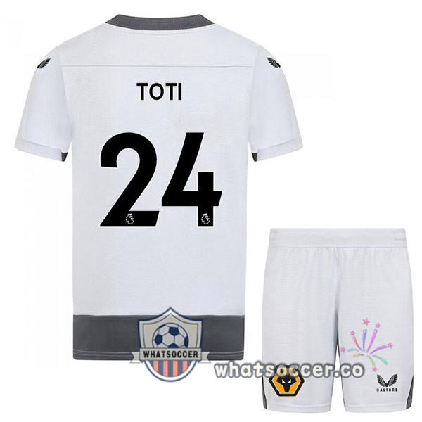 Wolves (TOTI 24) Kids Third Soccer Jerseys White Gray 2022-2023