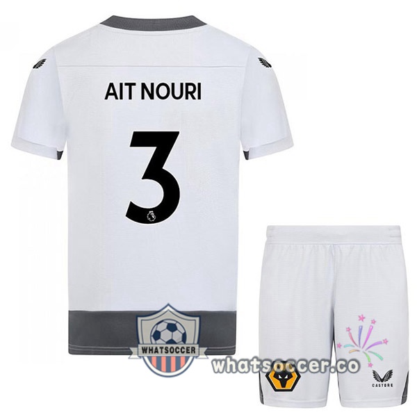 Wolves (AIT-NOURI 3) Kids Third Soccer Jerseys White Gray 2022-2023