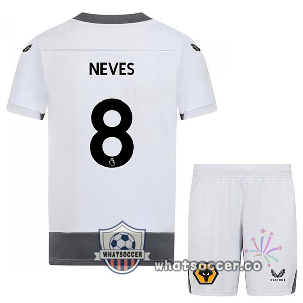 Wolves (NEVES 8) Kids Third Soccer Jerseys White Gray 2022-2023