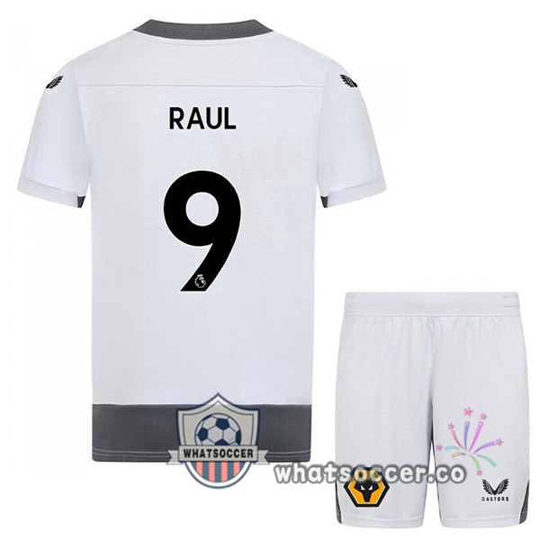 Wolves (RAUL 9) Kids Third Soccer Jerseys White Gray 2022-2023