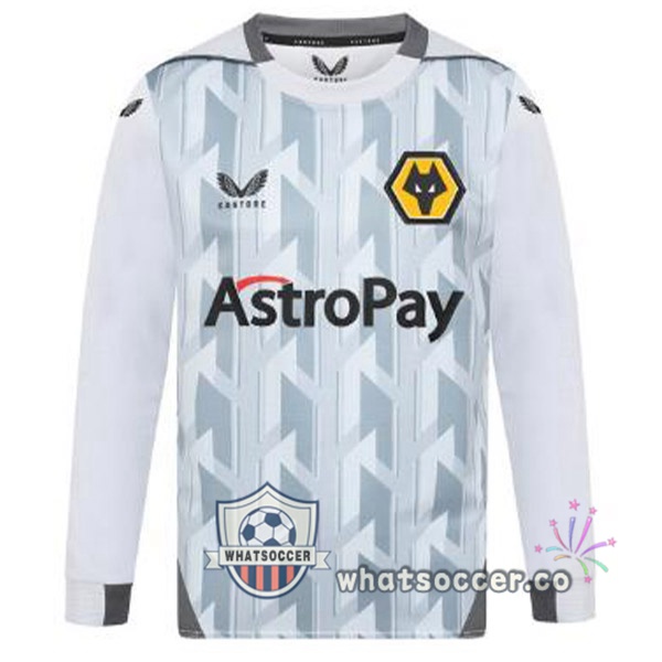 Wolves Third Soccer Jerseys Long Sleeve White Gray 2022-2023