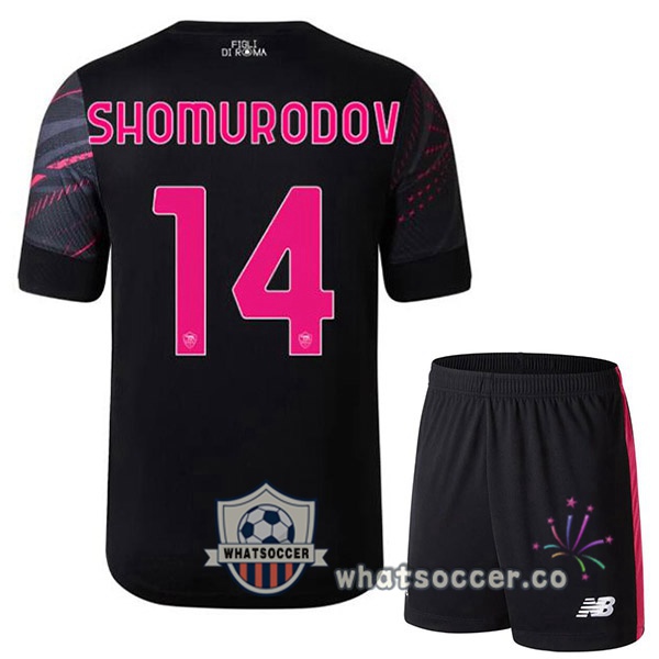 AS Roma (SHOMURODOV 14) Kids Third Soccer Jerseys Black 2022-2023