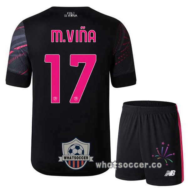 AS Roma (M.VIÑA 17) Kids Third Soccer Jerseys Black 2022-2023