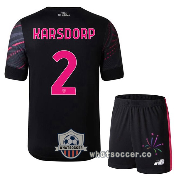 AS Roma (KARSDORP 2) Kids Third Soccer Jerseys Black 2022-2023
