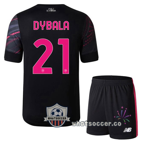 AS Roma (DYBALA 21) Kids Third Soccer Jerseys Black 2022-2023