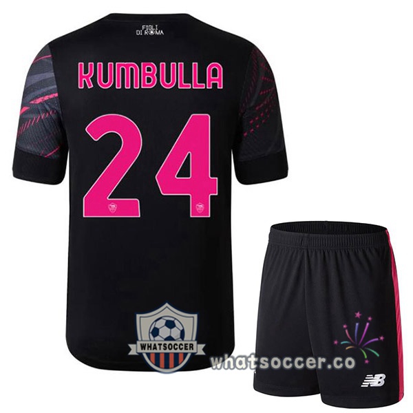 AS Roma (KUMBULLA 24) Kids Third Soccer Jerseys Black 2022-2023