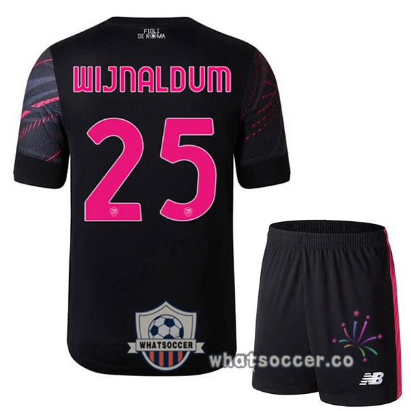 AS Roma (WIJNALDUM 25) Kids Third Soccer Jerseys Black 2022-2023