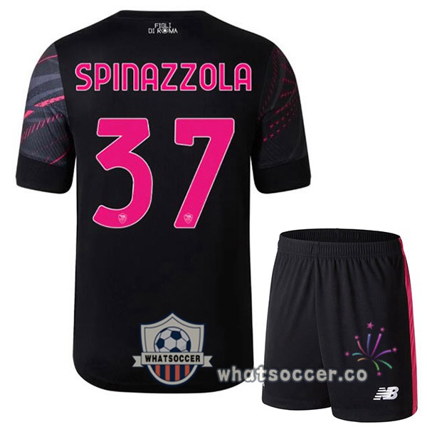 AS Roma (SPINAZZOLA 37) Kids Third Soccer Jerseys Black 2022-2023