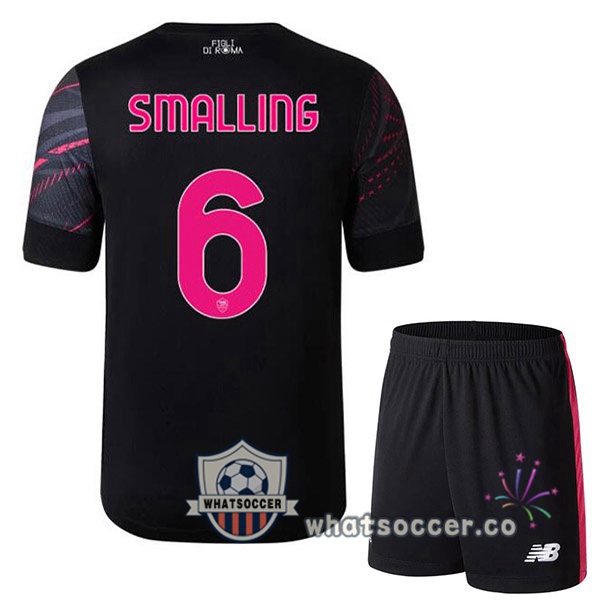 AS Roma (SMALLING 6) Kids Third Soccer Jerseys Black 2022-2023