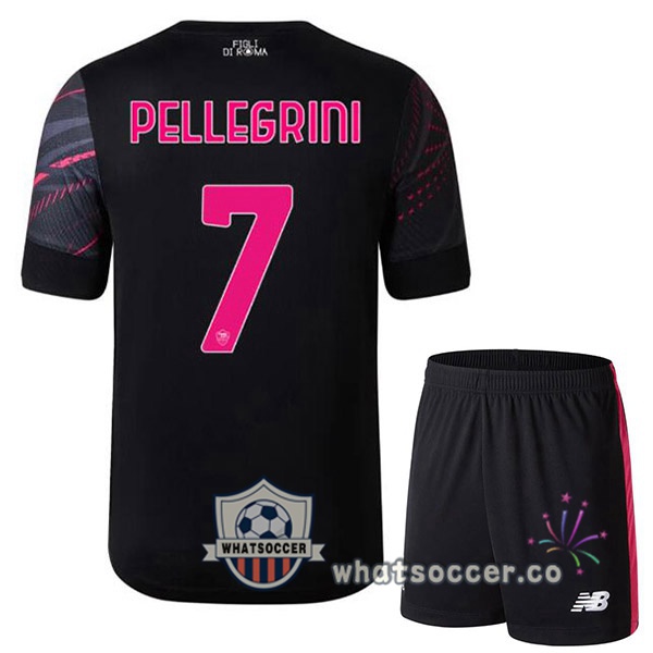 AS Roma (PELLEGRINI 7) Kids Third Soccer Jerseys Black 2022-2023