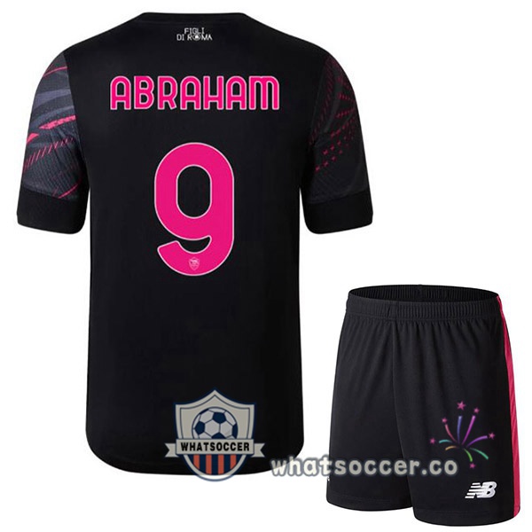 AS Roma (ABRAHAM 9) Kids Third Soccer Jerseys Black 2022-2023