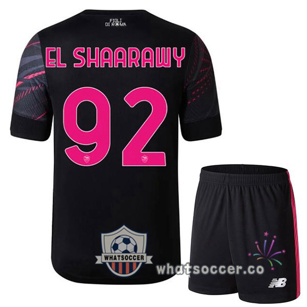 AS Roma (EL SHAARAWY 92) Kids Third Soccer Jerseys Black 2022-2023