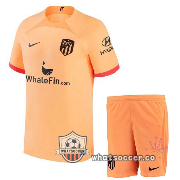 Atletico Madrid Kids Third Soccer Jerseys Orange 2022-2023