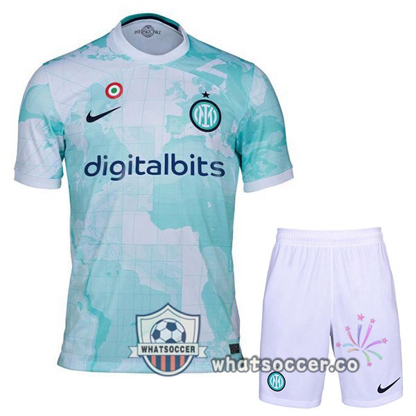 Inter Milan Kids Away Soccer Jerseys White Green 2022-2023