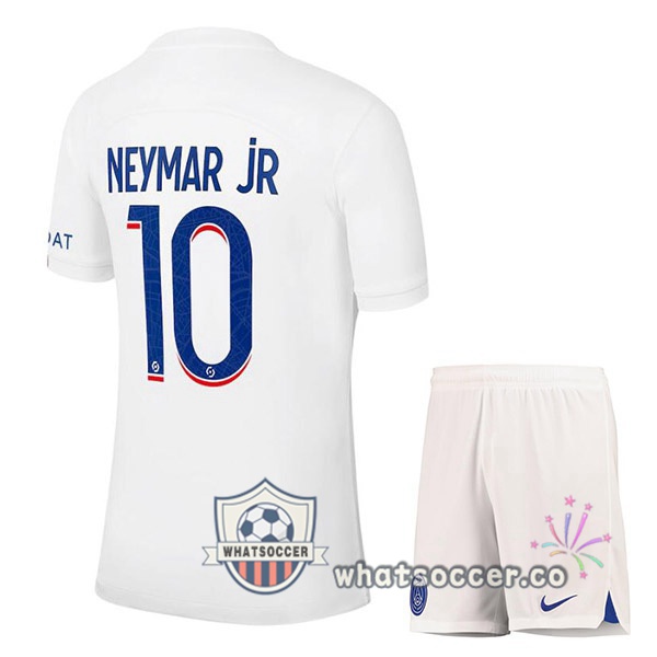 Paris PSG (NEYMAR JR 10) Kids Third Soccer Jerseys White 2022-2023