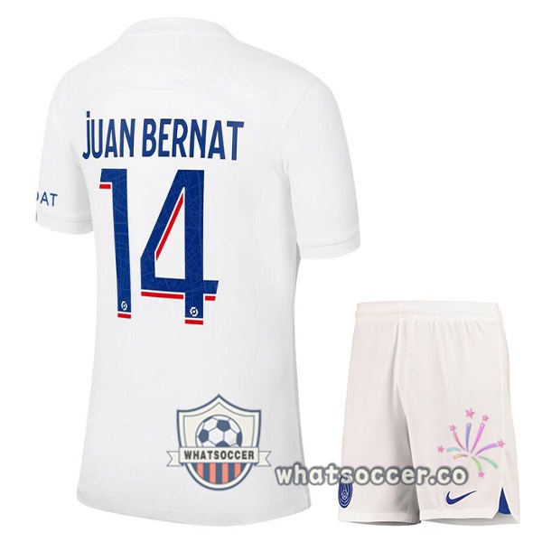 Paris PSG (JUAN BERNAT 14) Kids Third Soccer Jerseys White 2022-2023