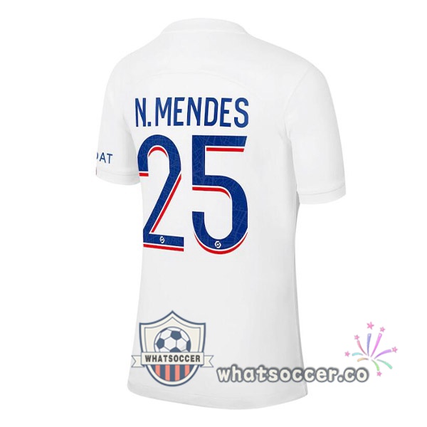 Paris PSG (N.MENDES 25) Third Soccer Jerseys White 2022-2023