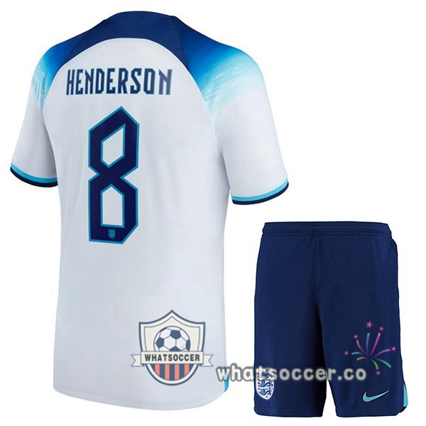 England (HENDERSON 8) Kids Home Soccer Jerseys White 2022-2023