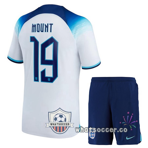 England (MOUNT 19) Kids Home Soccer Jerseys White 2022-2023