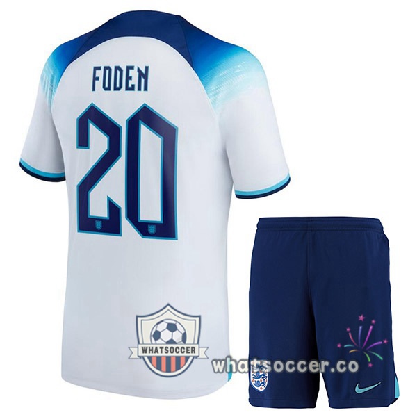 England (FODEN 20) Kids Home Soccer Jerseys White 2022-2023