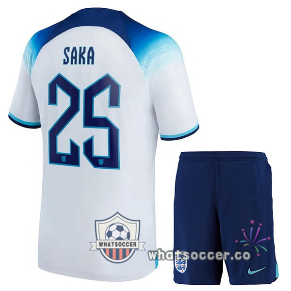 England (SAKA 25) Kids Home Soccer Jerseys White 2022-2023