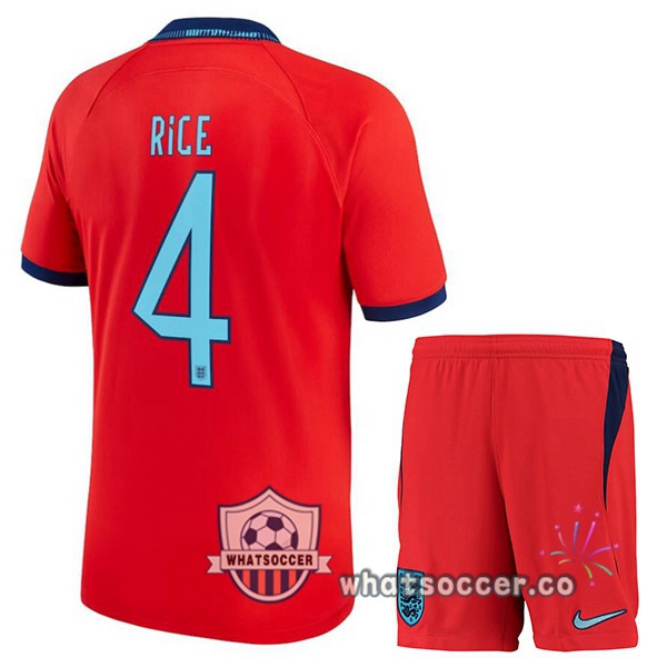 England (RICE 4) Kids Away Soccer Jerseys Red 2022-2023