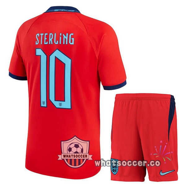 England (STERLING 10) Kids Away Soccer Jerseys Red 2022-2023