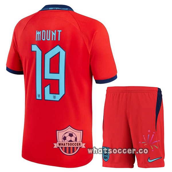 England (MOUNT 19) Kids Away Soccer Jerseys Red 2022-2023
