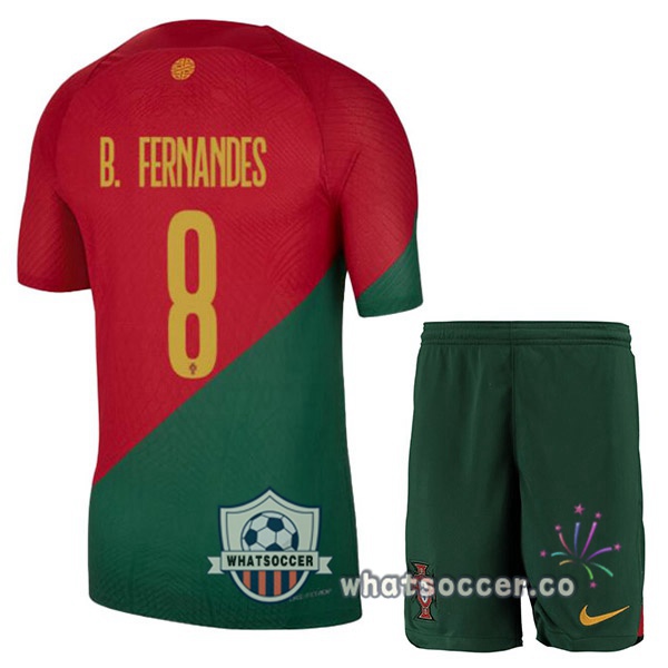 Portugal (J. MOUTINHO 8) Kids Home Soccer Jerseys Red Green 2022-2023