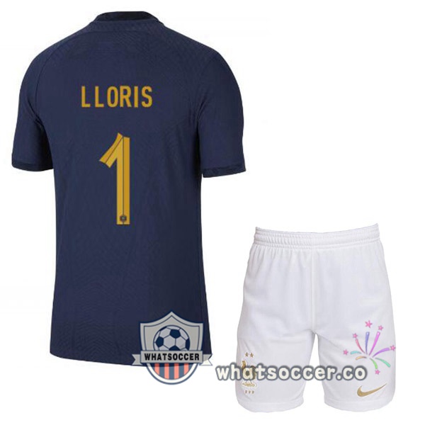 France (LLORIS 1) Kids Home Soccer Jerseys Blue Royal 2022-2023