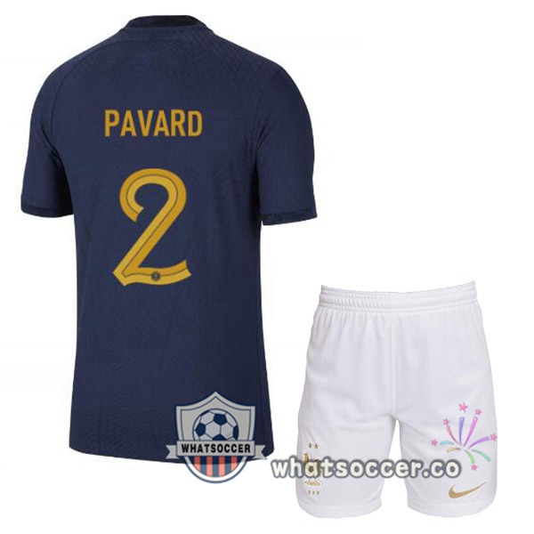 France (PAVARD 2) Kids Home Soccer Jerseys Blue Royal 2022-2023