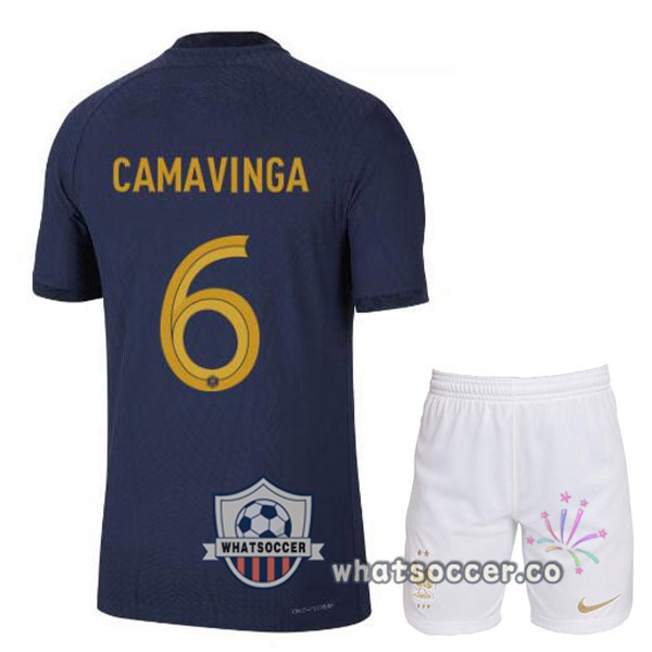 France (CAMAVINGA 6) Kids Home Soccer Jerseys Blue Royal 2022-2023