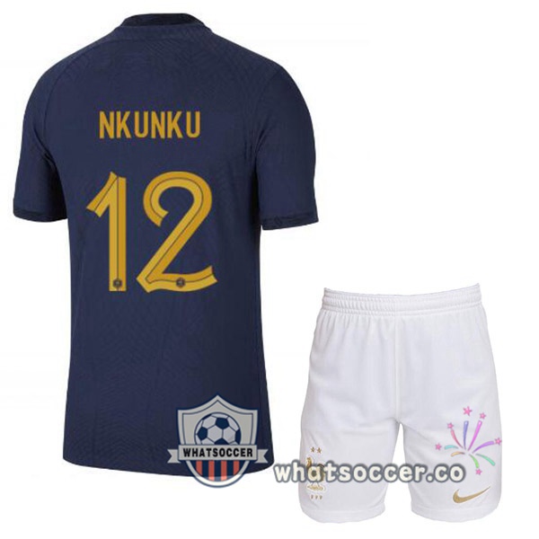 France (NKUNKU 12) Kids Home Soccer Jerseys Blue Royal 2022-2023