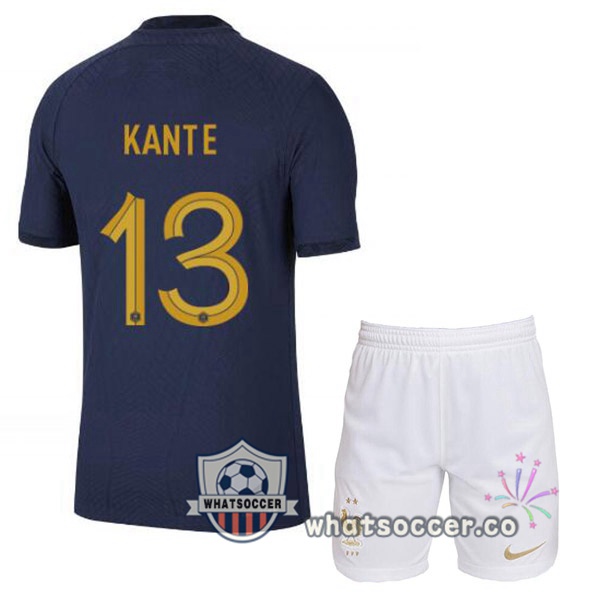 France (KANTE 13) Kids Home Soccer Jerseys Blue Royal 2022-2023
