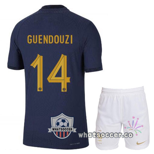France (GUENDOUZI 14) Kids Home Soccer Jerseys Blue Royal 2022-2023