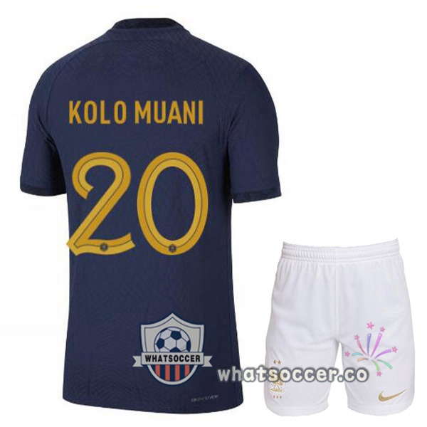 France (KOLO MUANI 20) Kids Home Soccer Jerseys Blue Royal 2022-2023